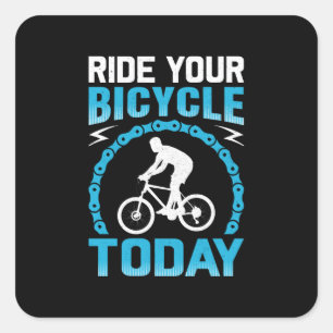 Fahrrad fahren Heute Fahrrad-lustig Quadratischer Aufkleber