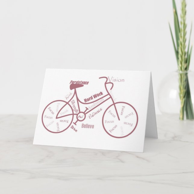 Fahrrad, Fahrrad, Fahrrad, Motivationswörter Karte (Vorderseite)