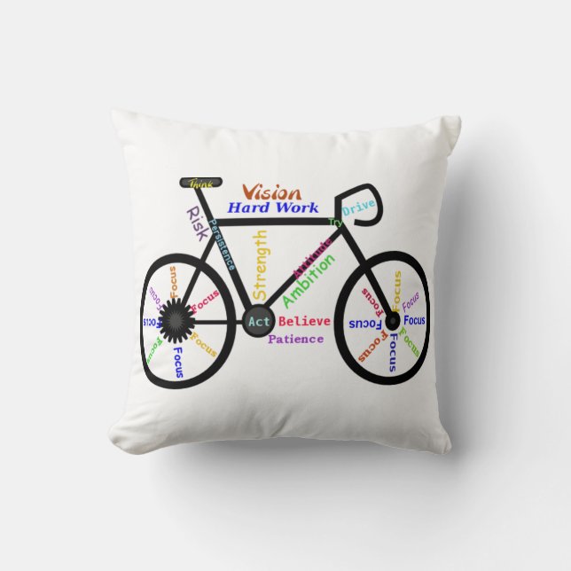 Fahrrad, Fahrrad, Motivierend Worte Kissen (Vorderseite)