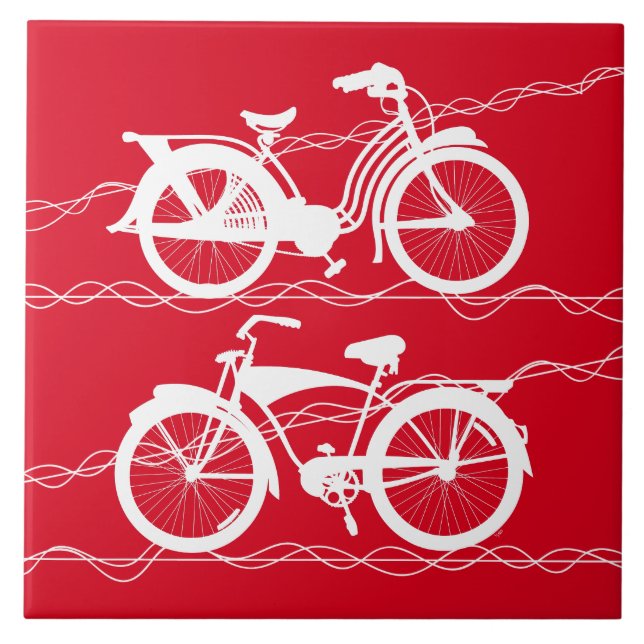 Fahrrad Fahrrad Weiße Keramik Tile Fliese (Vorderseite)