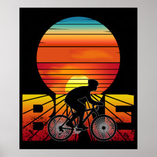 FAHRRAD FAHRRADFAHREN SONNENUNTERGANG POSTER