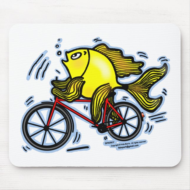Fahrrad-Fische (Fahrrad) Mousepad (Vorne)