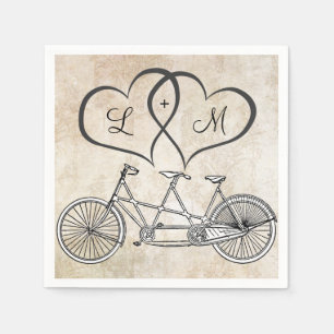 Fahrrad für Zwei-Herz-Hochzeit Personalisierter Na Serviette
