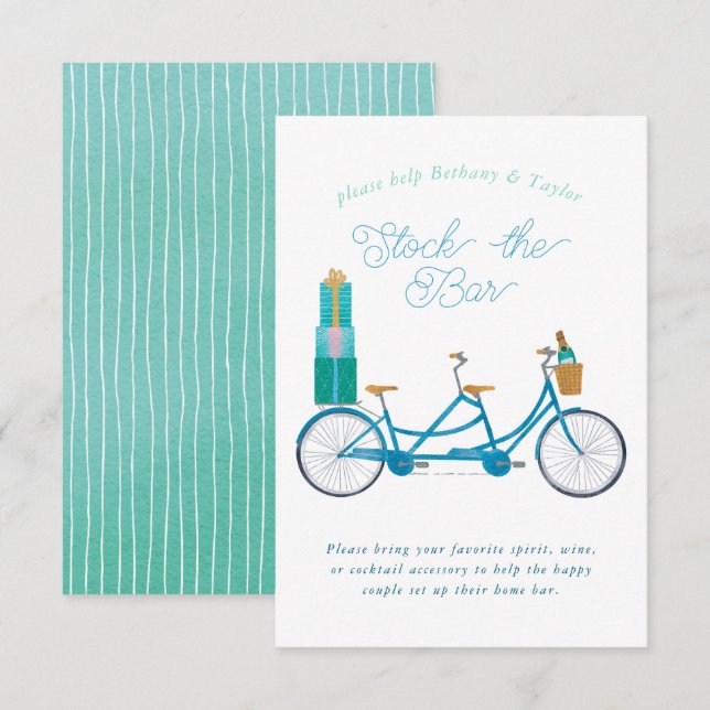 Fahrrad für zwei Paare Bridal Dusche Einladung (Vorne/Hinten)
