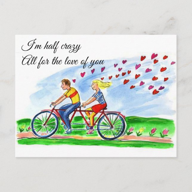 Fahrrad für zwei Valentine-Lieben gebaut Postkarte (Vorderseite)