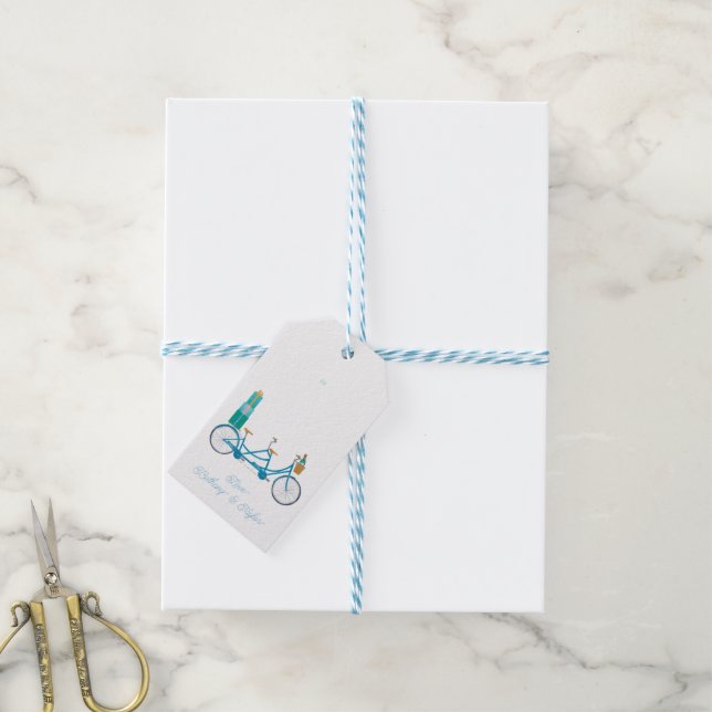 Fahrrad für zwei Wasserfarben Tandem Fahrrad Geschenkanhänger (Mit Garn)