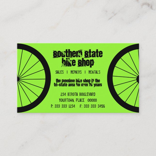 Fahrrad-Geschäfts-Visitenkarte Visitenkarte (Vorderseite)