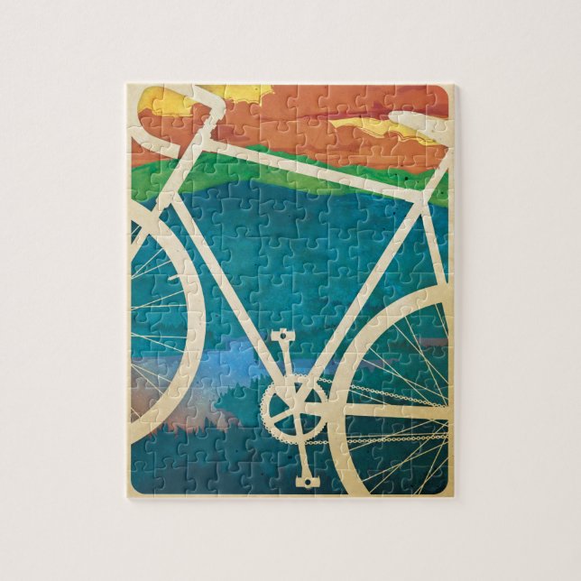 Fahrrad-Grafik - PUZZLESPIEL mit Zinn - Fahrrad NY (Vertikal)