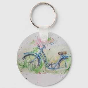 Fahrrad im Frühjahrsfeld Schlüsselkette Schlüsselanhänger