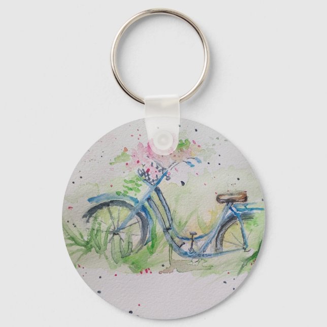 Fahrrad im Frühjahrsfeld Schlüsselkette Schlüsselanhänger (Vorderseite)