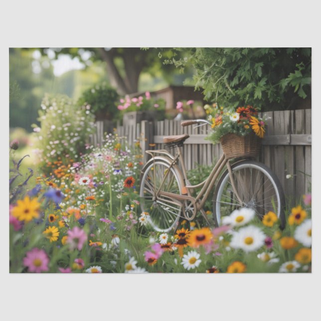 Fahrrad in Blüte Seidenpapier (Vorderseite)