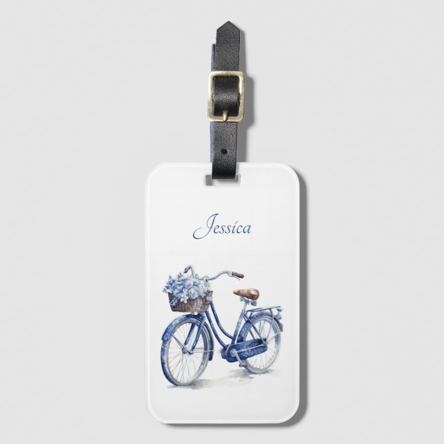 Fahrrad in Delft Blue individuell anpassbar Gepäckanhänger (Vorderseite Vertikal)