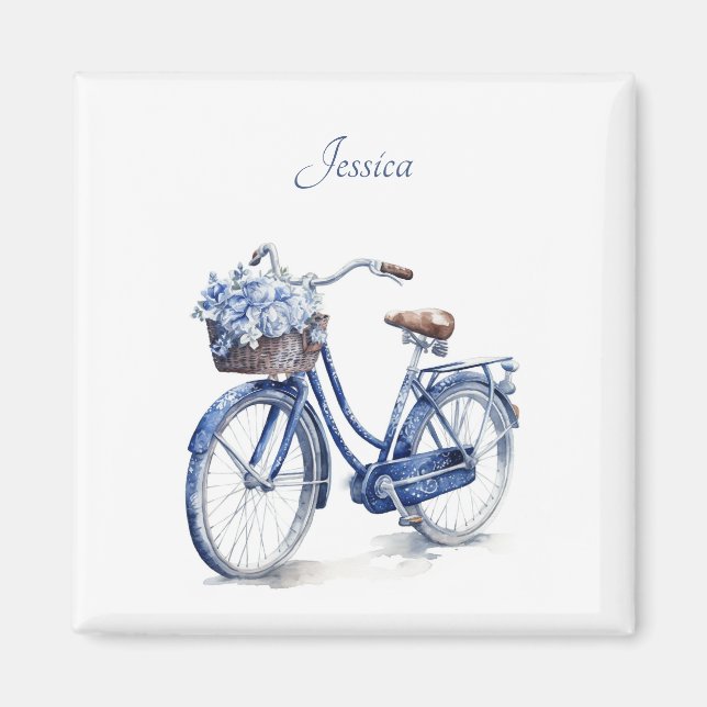 Fahrrad in Delft Blue individuell anpassbar Magnet (Vorne)