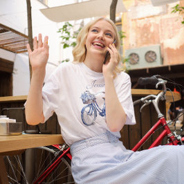 Fahrrad in Delft Blue individuell anpassbar T-Shirt