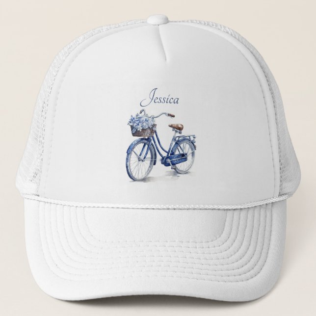 Fahrrad in Delft Blue individuell anpassbar Truckerkappe (Vorderseite)