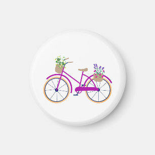 Fahrrad, Korb, Blumen Magnet