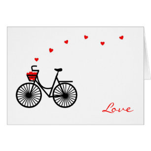 Fahrrad-Korb voll der Herz-Karte