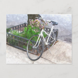 FAHRRAD MIT BASKET DER BLUME POSTCARD POSTKARTE