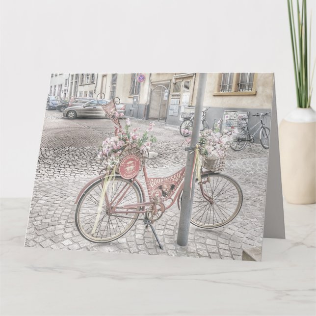 Fahrrad mit Blume Karte (Vorderseite)