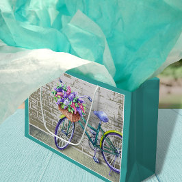 Fahrrad mit Blume Korb Große Geschenktasche Geschenktüte