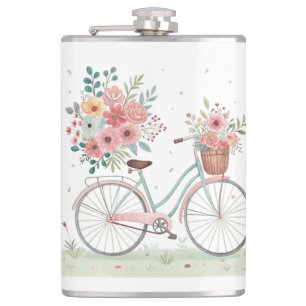 Fahrrad mit Blumen Flachmann