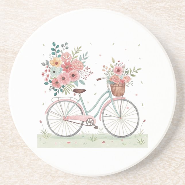 Fahrrad mit Blumen Getränkeuntersetzer (Vorne)
