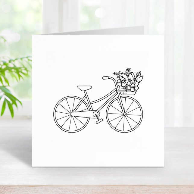 Fahrrad mit einem Blume-Korb 2 Gummistempel (Von Creator hochgeladen)