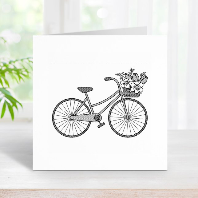 Fahrrad mit einem Blume-Korb Gummistempel (Von Creator hochgeladen)