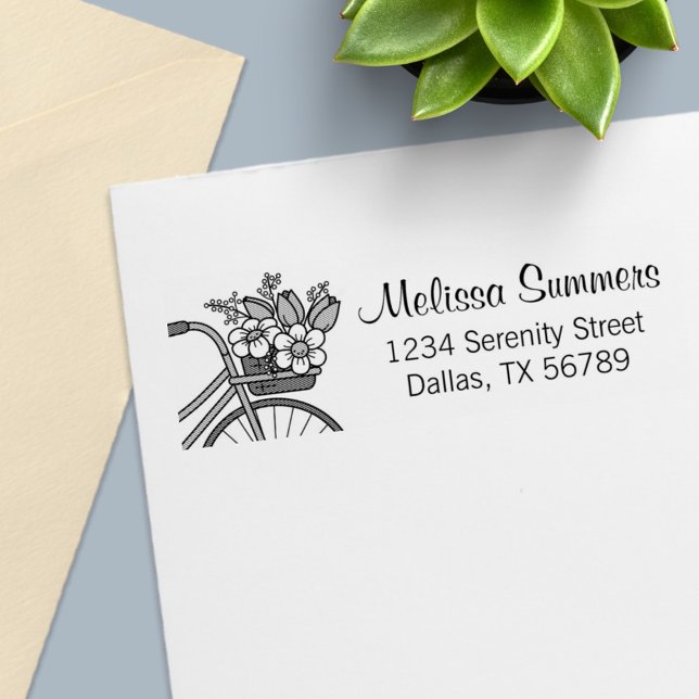 Fahrrad mit einer Blume-Korbadresse Permastempel (Von Creator hochgeladen)