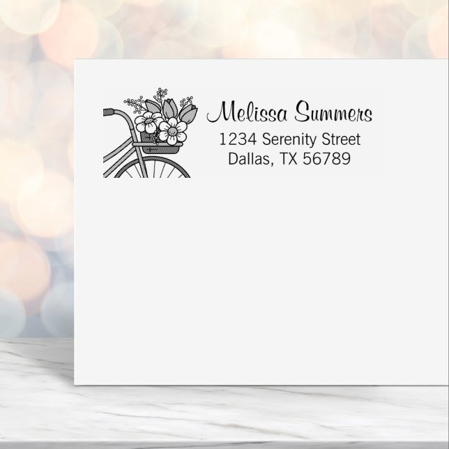 Fahrrad mit einer Blume-Korbadresse Permastempel (Von Creator hochgeladen)