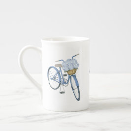Fahrrad mit Hydrangea Basket Blume Lover Prozellantasse