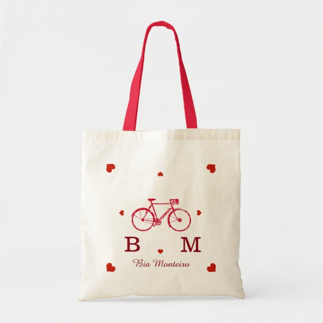 Fahrrad mit Initialen und Name personalisiert Tragetasche (Vorne)