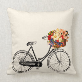 Fahrrad mit Korb voller Blume Kissen