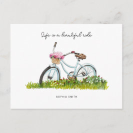 Fahrrad mit Korb von Blume Postkarte