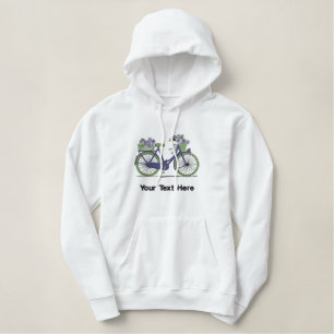 Fahrrad mit violetten Blumen Personalisiert Bestickter Hoodie