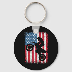 Fahrrad Motocross-Fahrer Amerikanische Flagge 4. J Schlüsselanhänger