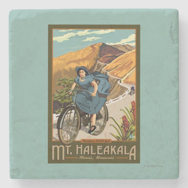 Fahrrad Mt. Haleakala reitet Hawaii Steinuntersetzer (Vorderseite)