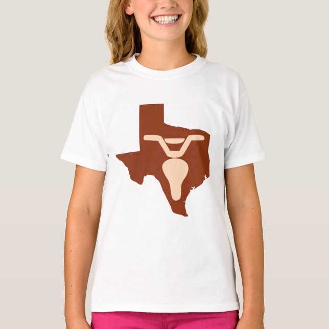Fahrrad-Ochse und Texas-Silhouette T-Shirt (Vorderseite)