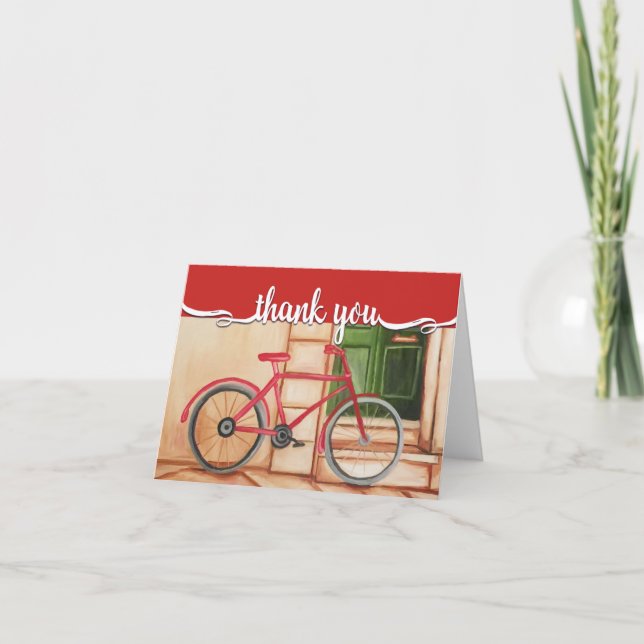 Fahrrad-Ölgemälde danken Ihnen zu kardieren Dankeskarte (Vorderseite)