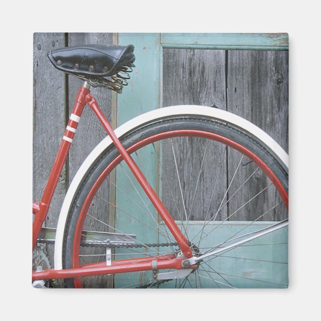 Fahrrad-Rad-Rad-Rad Altes Holzschuh Magnet (Vorne)