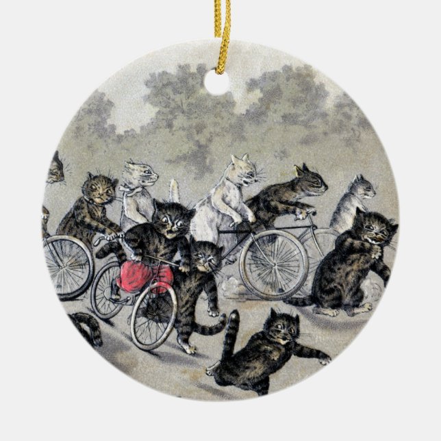 Fahrrad-Reitkatzen Keramikornament (Vorne)