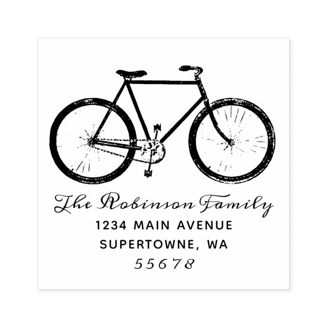 Fahrrad-Rücksendeadresse Briefmarke, Fahrrad, Gummistempel (Prägung)