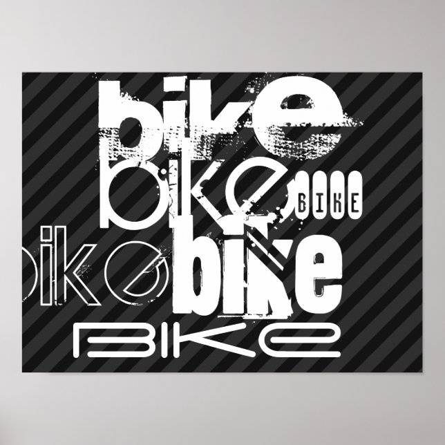 Fahrrad; schwarz und dunkelgrau Streifen Poster (Vorne)