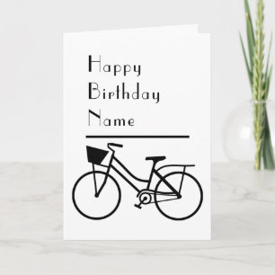 Fahrrad Schwarz-Weiß-Minimal-Geburtstag Karte