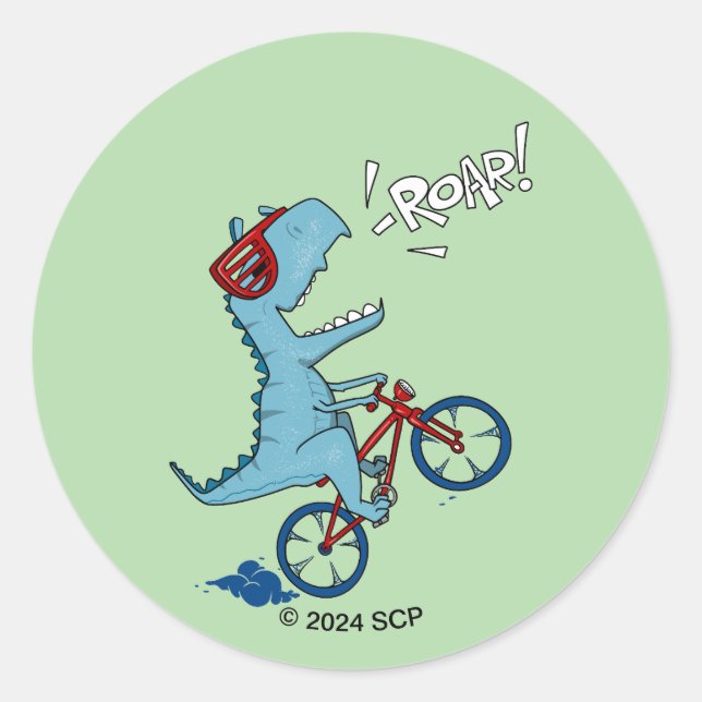 Fahrrad T-Rex Roar Runder Aufkleber (Vorderseite)
