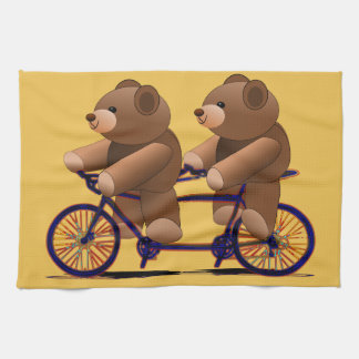 Fahrrad-Tandem, Teddybär-Druck Küchentuch