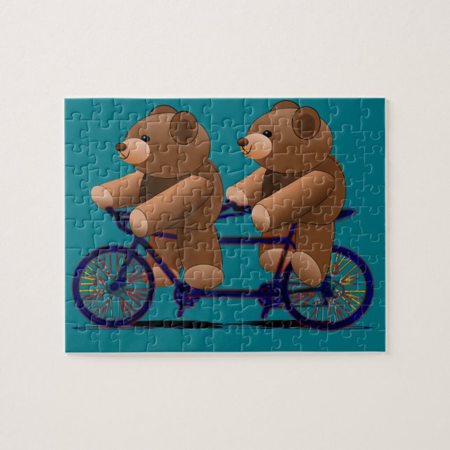 Fahrrad-TandemTeddybär-Druck (Horizontal)