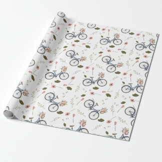 Fahrrad-u. Frühlings-Blumen - Verpackungspapier Geschenkpapier