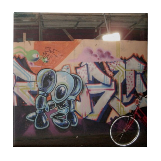 Fahrrad u. Graffiti AMS Fliese (Vorderseite)