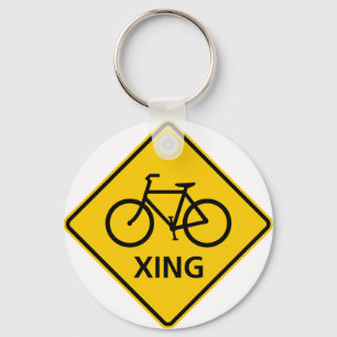 Fahrrad-Überfahrt-Landstraßen-Zeichen Schlüsselanhänger